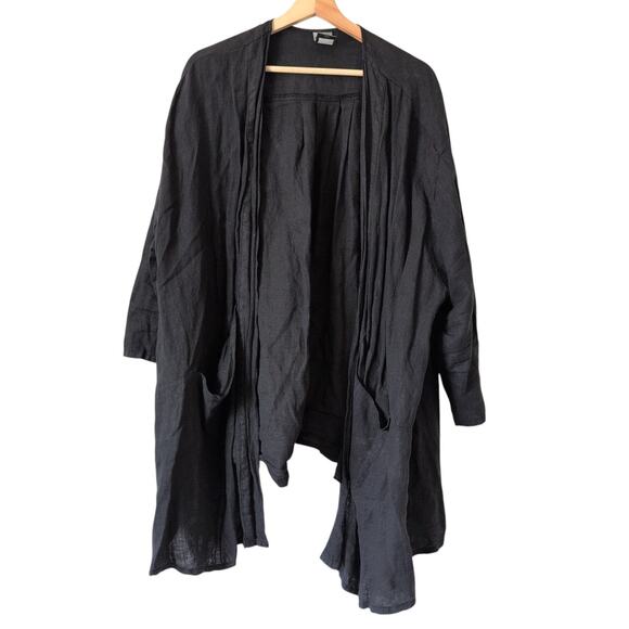 La Fixsun Linen Shrug Top Large - Oversized Drape Cardigan Lagenlook Granny Art - Picture 1 of 6